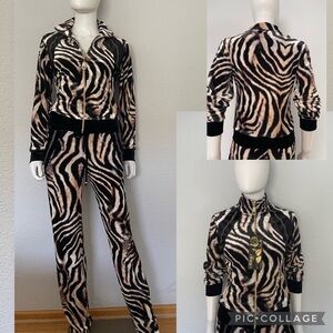 NWT‎ WOMEN VELOUR TRACKSUIT 2PC SET JACKET/PANTS ANIMAL PRINT ZIP LOUNGEWEAR